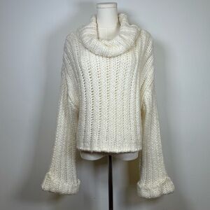 New! Forever 21 Chunky Knit Cowl Neck Sweater Winter White Women’s Size Large